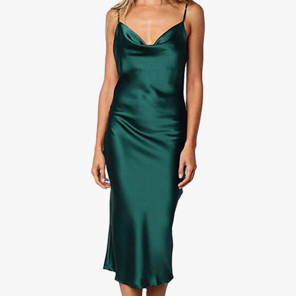 Green Cowlneck Midi Dress